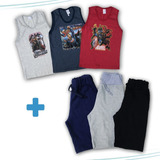 Black Friday Kit 6 Peça Camiseta Bermuda Personagem Promoção