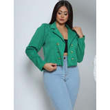 Blazer Feminino Alfaiataria Curto Casaco Social Elegante