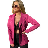 Blazer Feminino Casaquinho Neoprene Acinturado Laser