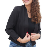Blazer Feminino Cropped Alfaiataria Curto Elegante Aberto