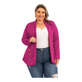 Blazer Feminino Longo Sobretudo Alfaiataria Social Plus Size