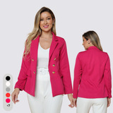 Blazer Feminino Social Terninho Alfaiataria Com Botões