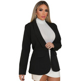 Blazer Social Elegante De Alfaiataria Manga Longa Terninho