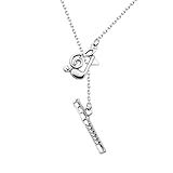 BLEOUK Colar De Flauta- Música- Joias- Flauta- Presente Para Músico- Tocador- Flauta- Presente Para Amantes De Flauta- Presente Para Mulheres- Small- Metal- Na Unknow