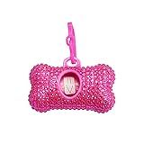 Bling Dog Poop Pickup Bag Dispenser Holder Pet Resíduos Saco De Lixo Pet Suporte De Osso Rosa Quente