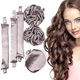 BLINKEEN Modelador De Cabelo Sem Calor De Cetim 3 Conjuntos 6 Peças Faixa De Cabeça De Modelador De Cachos Sem Calor Macio Para Todos Os Tipos De Cabelo D 3 Conjuntos Roxo Claro 