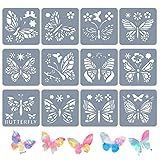 BLMHTWO 12 Peças De Estêncil De Borboleta Reutilizável Molde De Estêncil De Borboleta Animal Faça Você Mesmo Estênceis De Desenho De Plástico Para Pintura Em Piso De Parede De Madeira Decoração