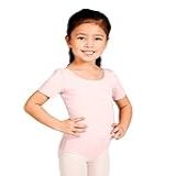 Bloch Collant De Balé De Manga Curta Para Meninas Rosa Claro 8 10