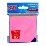 Bloco Adesivo Recado 76x76 Neon Cores Com 150 Folhas Kaz