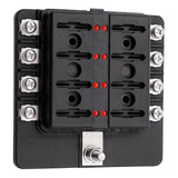 Bloco Caixa Porta Fusível 8 Vias Led Barco Lancha Universal
