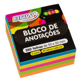 Bloco De Anotações 50x50mm Neon 5 Cores Brw 250 Folhas