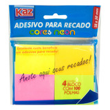 Bloco De Notas Adesivo 400 Folhas 4 Cores Neon