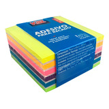 Bloco De Notas Adesivo Recado 76x76mm 6cores Neon 400 Folhas Cor Amarelo Laranja Rosa Roxo Azul Verde