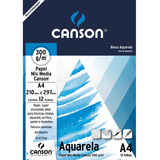 Bloco De Papel Canson Aquarela 300g A4 12 Folhas Mix Media