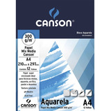 Bloco De Papel Canson Aquarela Mix Media 12 Folhas 300g A4
