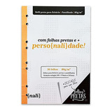 Bloco Nalí Colegial b5 Preto P Fichário 80g m2 C 30 Folhas