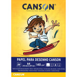 Bloco Papel Canson Desenho Branco Infantil A4 20fls 140g