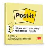 Bloco Post it Amarelo Refil Porta Notas Adesivas 76mm 100fls