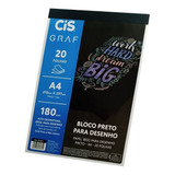 Bloco Preto A4 Desenho 180g 210x297mm 20 Folhas Cis Novo