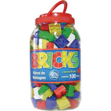 Blocos De Montar Infantil Brinquedo Educativo Pote 100 Peças