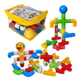 Blocos De Montar Tubo Mania 50 Peças Brinquedo Educativo