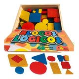 Blocos Lógicos 48 Peças Madeira Educativo Pedagógico