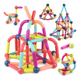 Blocos Magnéticos Coloridos Brinquedo Educativo 128 Peças