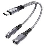 BlueRigger Adaptador De Fone De Ouvido E Carregador USB C Para 3 5 Mm Porta De Carregamento Rápido USB C PD 2 Em 1 Para Conector De áudio AUX Tipo C 2 0 Cabo USB C Para Conector De Microfone 
