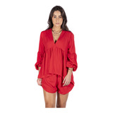 Blusa Bata Feminina Manga Balonê Manga Longa Soltinha
