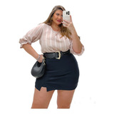 Blusa Blusinha Bata Em Manga Curta Bordada Nude Ou Preto