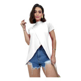Blusa Blusinha Bata Manga Curta Transpassada Soltinha Casual