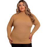 Blusa Cacharrel Canelada Quentinha Gola Alta Frio Plus Size