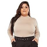 Blusa Cacharrel Feminina Gola Alta Segunda Pele Inverno Plus Bege Único
