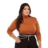 Blusa Cacharrel Feminina Gola Alta Segunda Pele Inverno Plus Castanho Único