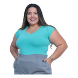 Blusa Cacharrel Store Manga Curta Feminina Plus Size