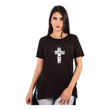 Blusa Camisa Camiseta Long Feminina Estampada Alongada Slim