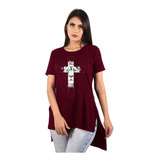 Blusa Camisa Camiseta Long Feminina Estampada Alongada Slim