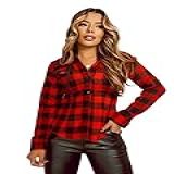 Blusa Camisa Feminina Xadrez Flanelada Com Capuz R052 Vermelho G 
