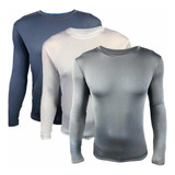 Blusa Camisa Proteção Kit 3 Uv50 Kit Térmico Cor Lisas Uvb 
