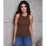 Blusa Camiseta Regata Nadador Canelada Ribana Algodão