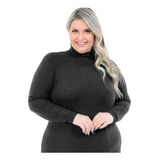 Blusa Canelada Plus Size Manga Longa Cacharrel P Dias Frios