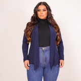 Blusa Cardigan Feminino Casaco Casaquinho Plus Size Liso