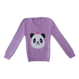 Blusa Casaco Tricot Infantil Feminino Panda Linda E Macia