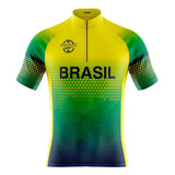 Blusa Ciclismo Masculino Uv 50 Pro Tour Seleção Brasil