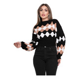 Blusa Cropped Feminina Suéter Trico Modal Novo Moda Inverno