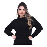 Blusa Cropped Feminina Tricot Lã Grossa Frio Inverno Quente