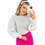 Blusa D Frio Casaquinho Suéter Tricô Manga Bufante Princesa 