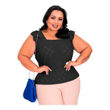Blusa De Alcinha Feminina Plus Size Babado Grande Gg 46 A 52
