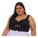 Blusa De Alcinha Laço Feminina Top Cropped Plus Size C bojo