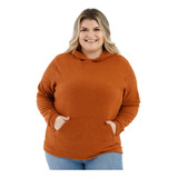Blusa De Frio Canguru E Capuz Tecido Pelúcia Moda Feminina